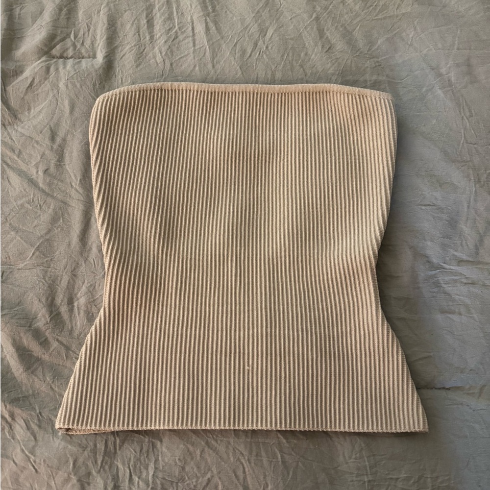 Babaton: Beige Sculpt Knit Strapless Top